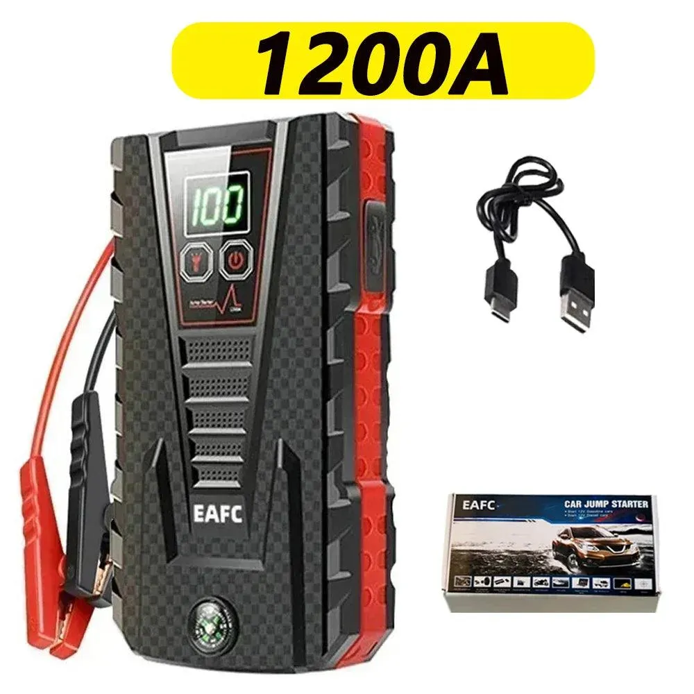 Powerful 600-1200A Emergency Car Jump Starter with Portable Battery Booster and Charger