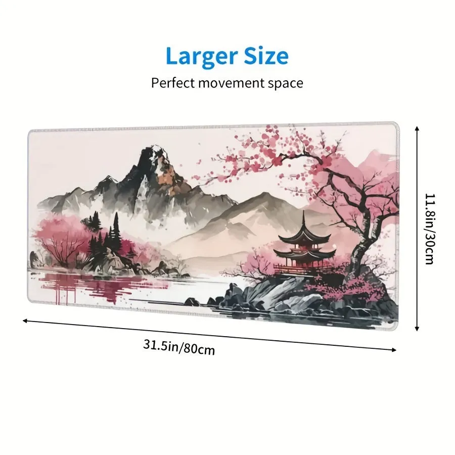 Watercolor Cherry Blossom Large Gaming Mouse Pad Embrace Japanese Style in Your Workspace