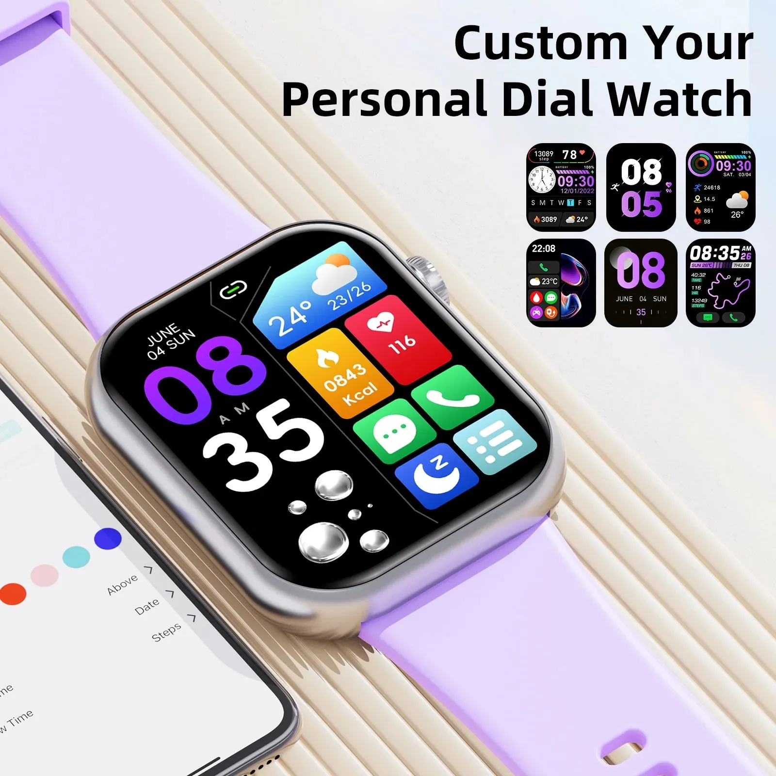 Women'S Smart Watch 1.85 Inches, with Answer/Make Calls/Message Reminders Function, with Activity Fitness Tracker Pedometer, Suitable for Android Iphone Devices (Purple)